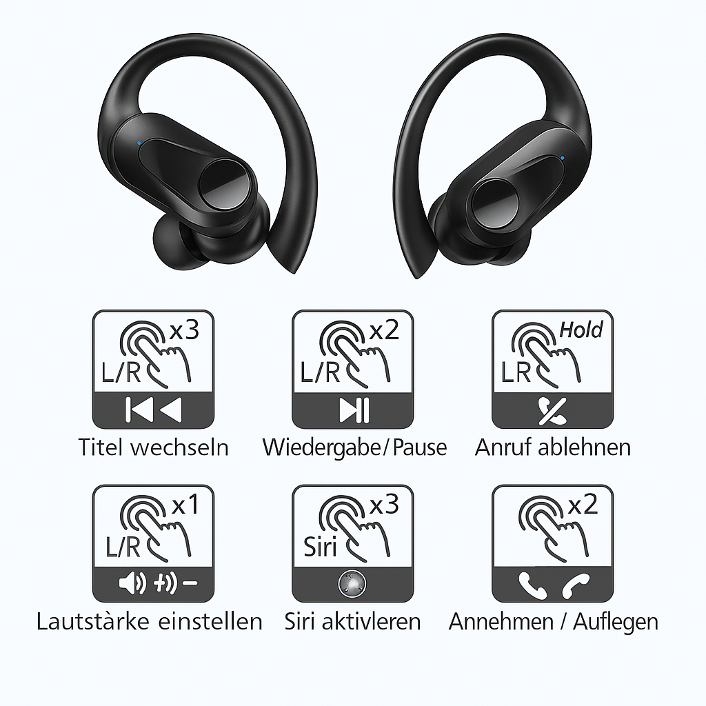 Casque de sport Bluetooth 5.3 – Sans fil, 60h de batterie, étanche & son premium