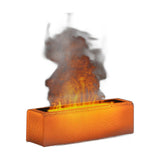 Luftbefeuchter mit Flammeneffekt auf einem Holzsideboard im Wohnzimmer