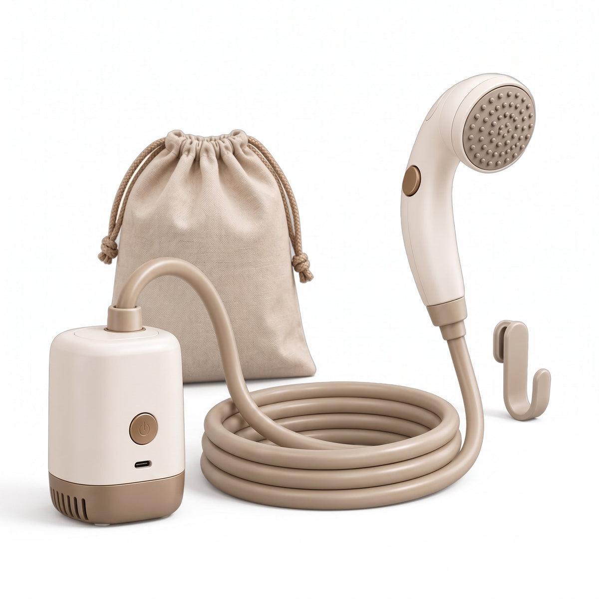 Tragbare Tierdusche mit USB-C-Pumpe, Schlauch, Duschkopf und Aufbewahrungstasche für Hunde und Katzen