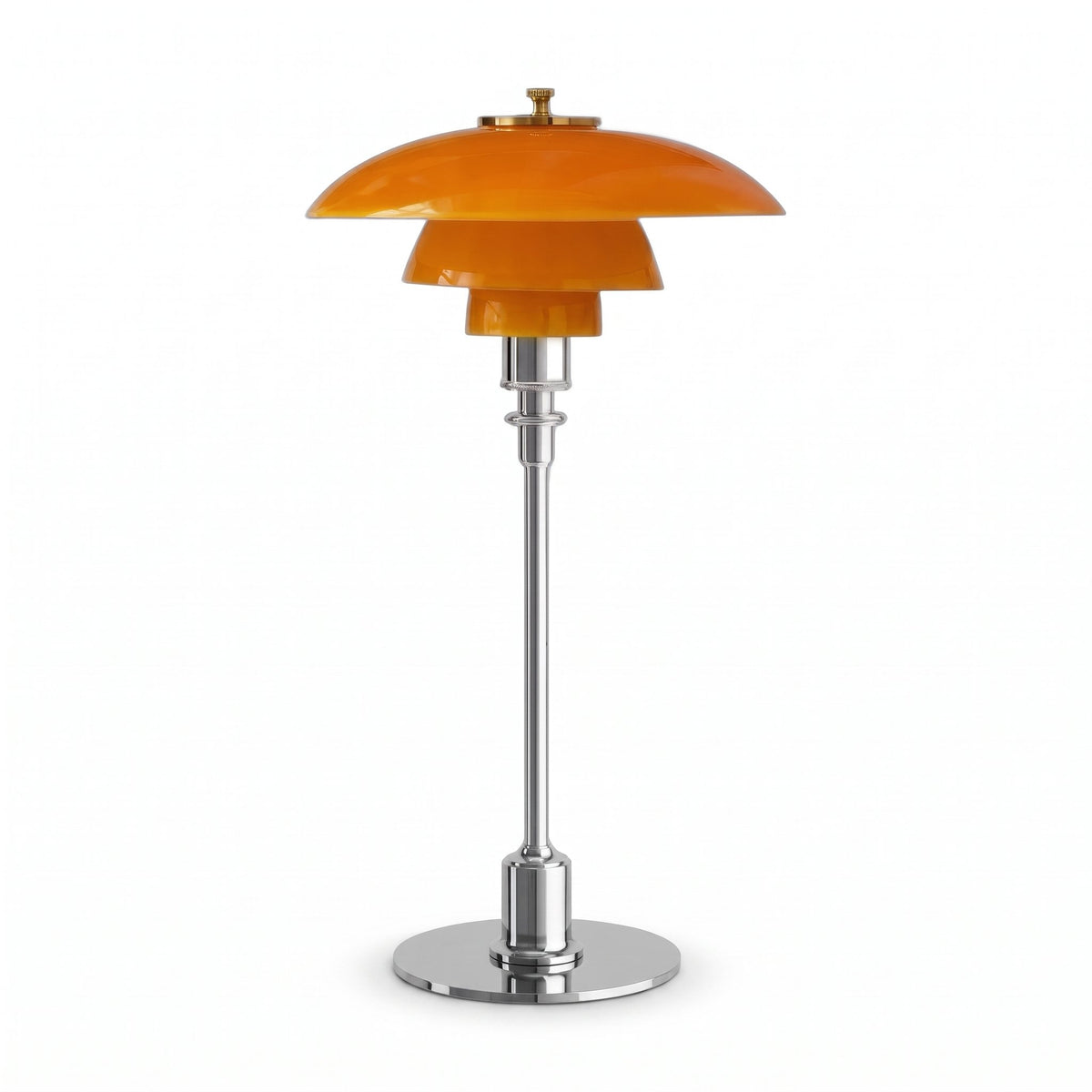 Tischlampe Glow aus geschichtetem Glas mit Metallfuss, leuchtet warmweiss