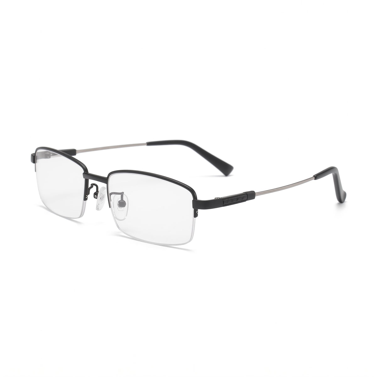 Schwarze Gleitsicht-Lesebrille mit Mehrzonen-Gläsern auf einem Holztisch