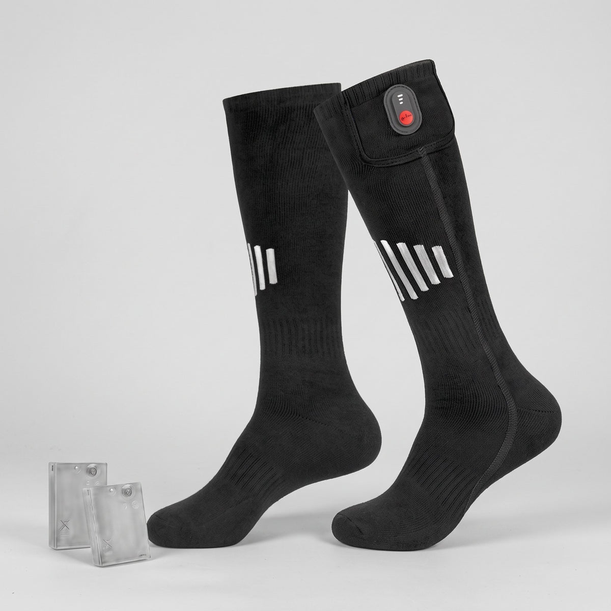 Beheizbare Baumwollsocken mit Batteriefach am oberen Rand