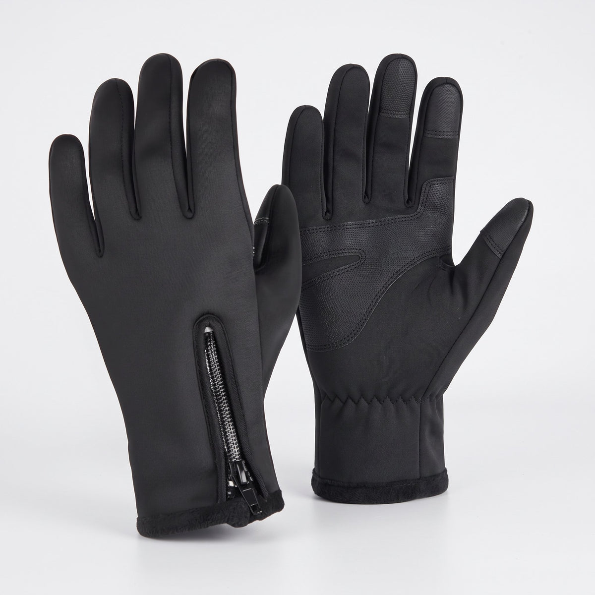 Schwarze beheizbare Handschuhe mit USB-Kabel und rutschfester Handfläche
