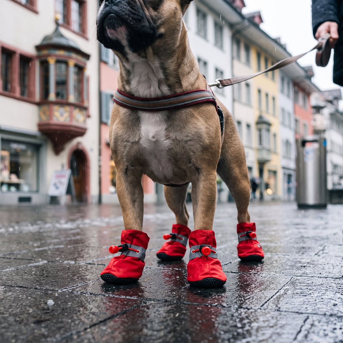 Wasserdichte Hundeschuhe im 4er-Set mit rutschfester Gummisohle für kleine Hunde