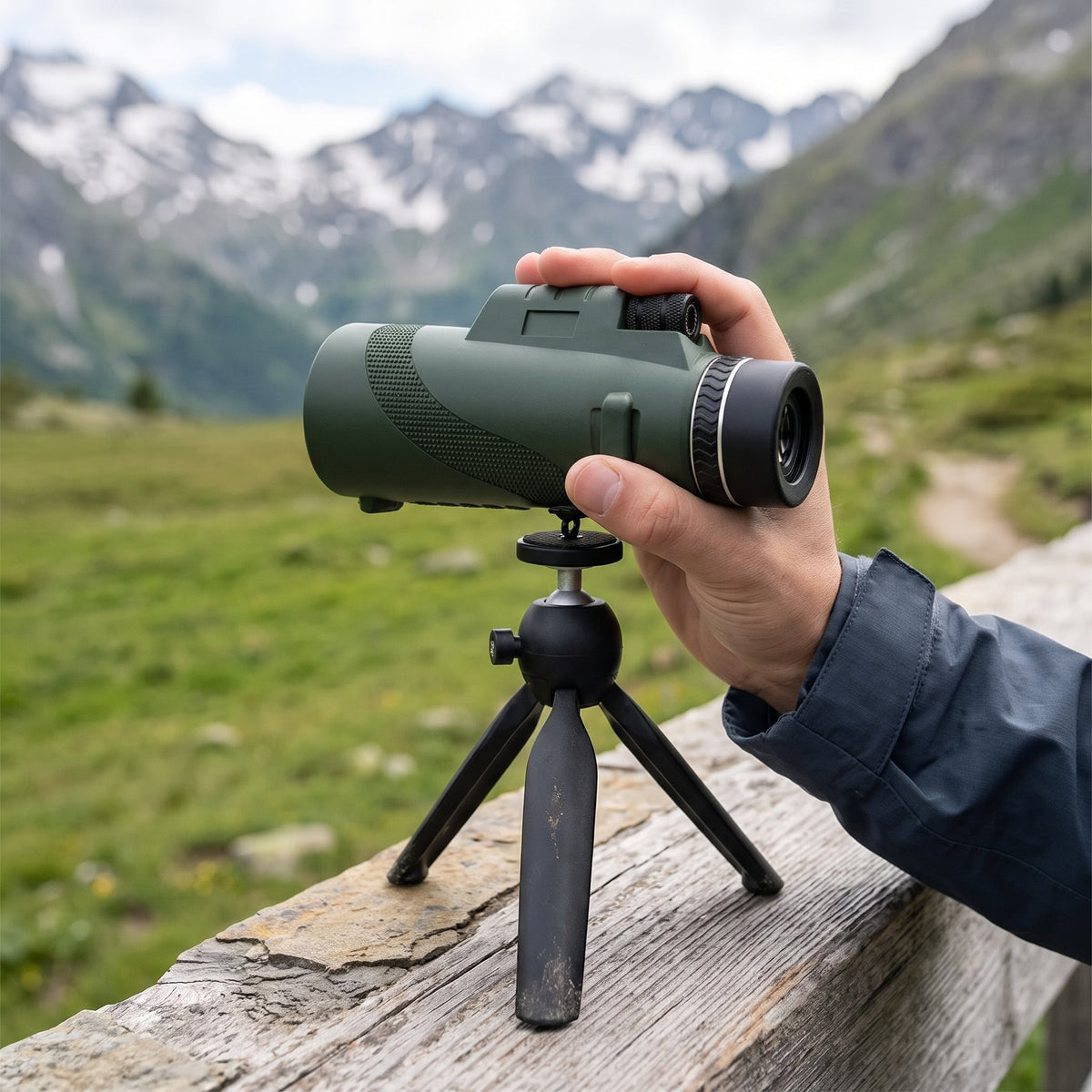 Monokular 80x100 mit Stativ und Smartphone-Adapter