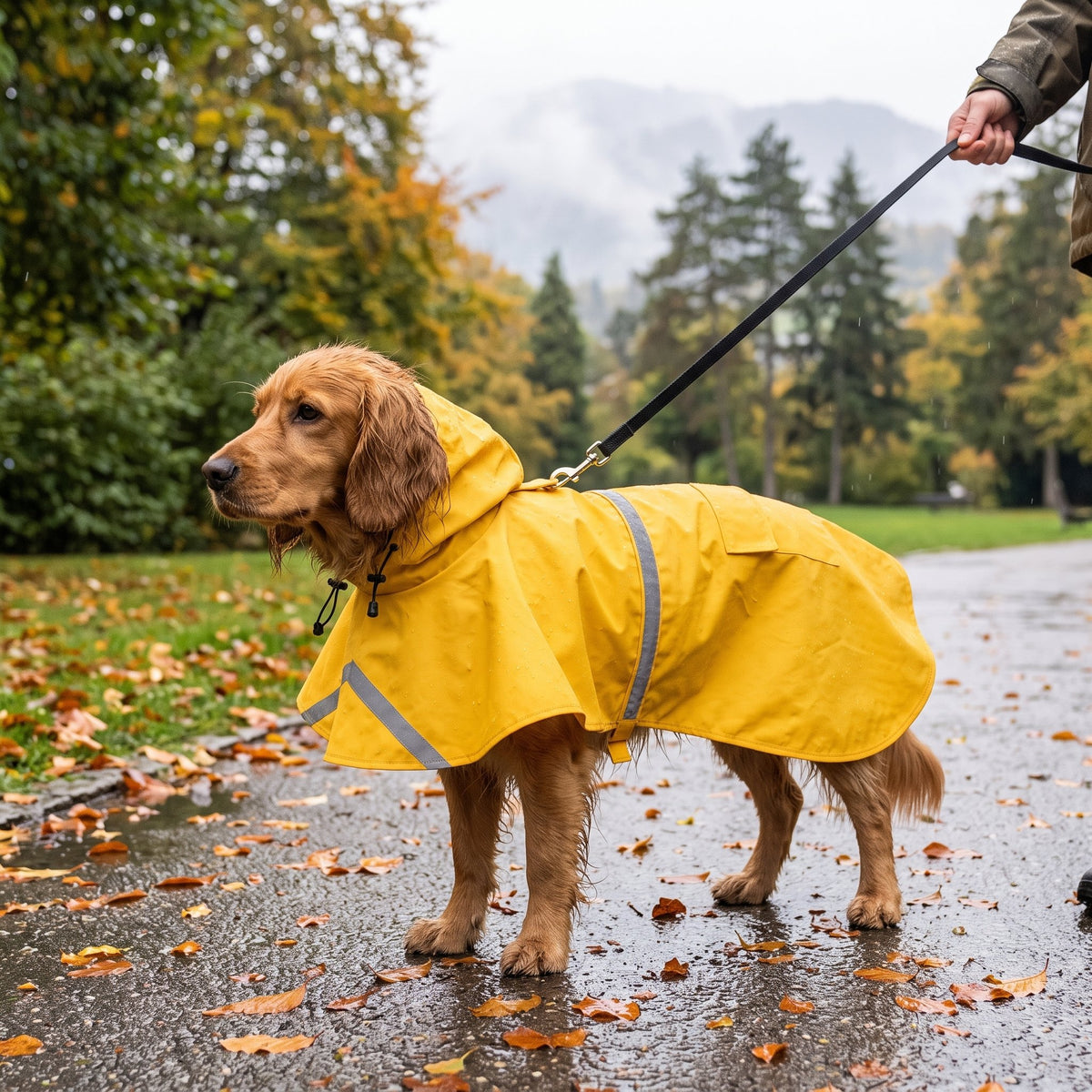 Hunde-Regenmantel mit Kapuze und reflektierenden Streifen