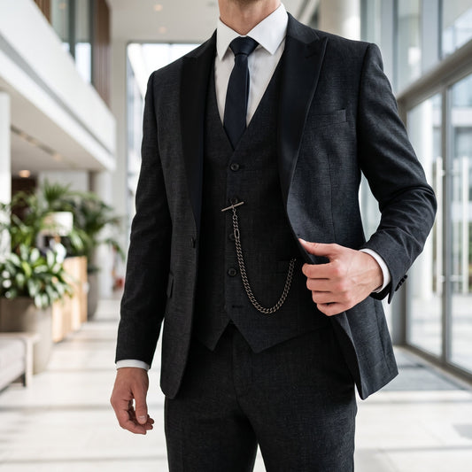Herrenanzug 3-teilig Slim Fit mit Weste – Sakko, Weste und Hose in 6 Farben, Grösse S bis 4XL
