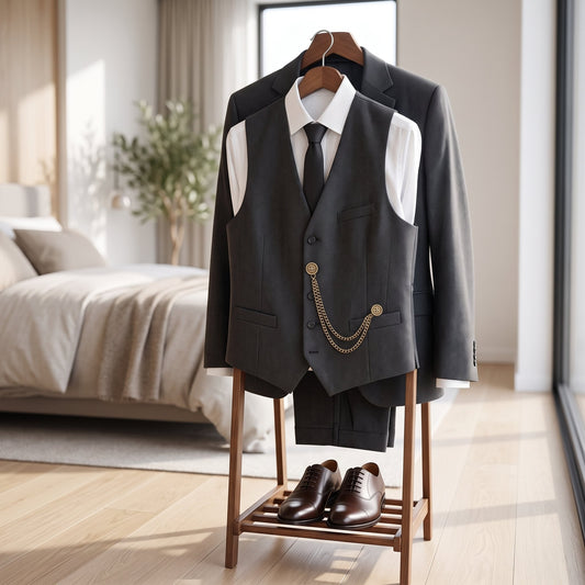 Herrenanzug 3-teilig Slim Fit mit Sakko, Weste und Hose für Business und Hochzeit