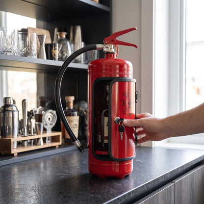 Minibar in Form eines roten Feuerlöschers, 40 cm hoch