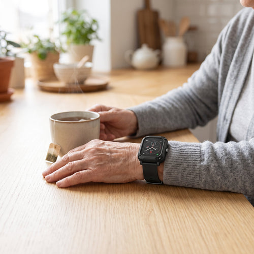 Smartwatch für Senioren mit Sturzerkennung, SOS-Taste und Silikonarmband