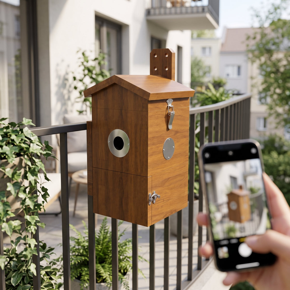 Nistkasten aus Holz mit integrierter HD-Kamera für Garten und Balkon