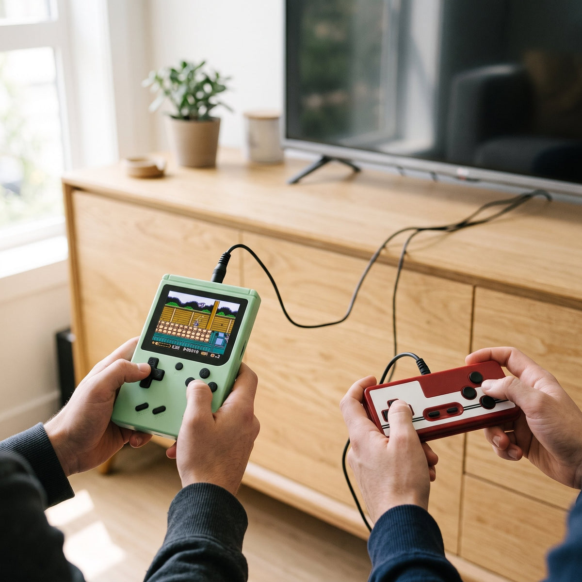 Retro Handheld Spielkonsole mit Farbdisplay, Steuerkreuz und Tasten