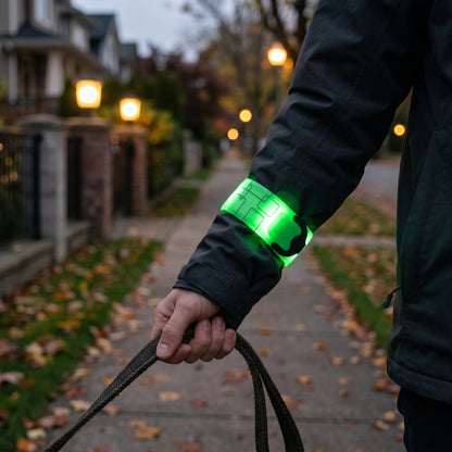 Wiederaufladbares LED-Armband mit leuchtendem Band am Handgelenk