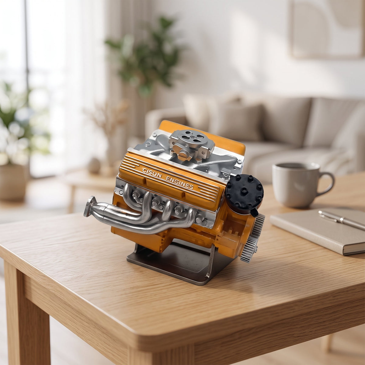 V8-Motor-Bausatz als Miniaturmodell mit Metallteilen zum Selbstzusammenbauen