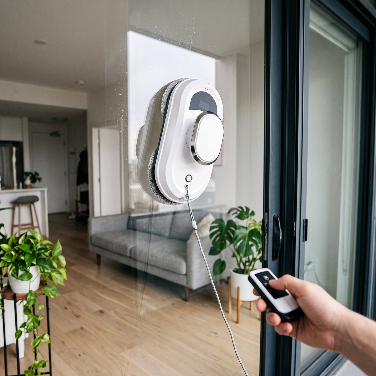Fensterputzroboter mit Fernbedienung – 5600 Pa Saugkraft, Sicherheitsseil und Notakku