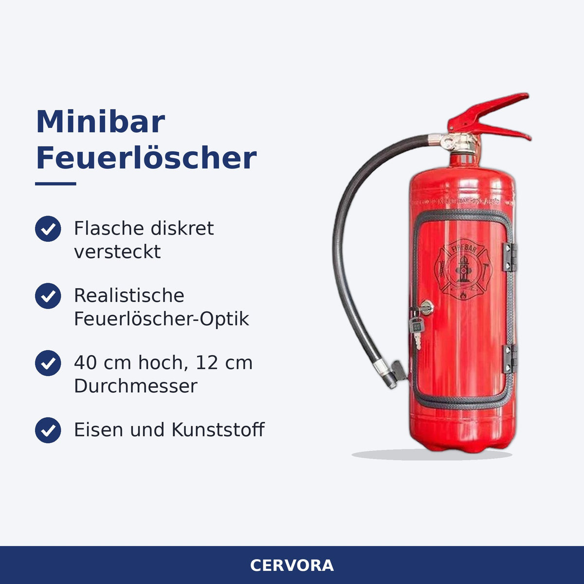Minibar in Form eines roten Feuerlöschers, 40 cm hoch