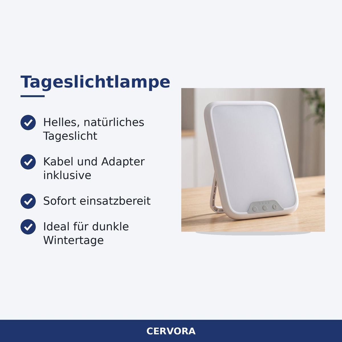Tageslichtlampe mit Kabel und Adapter