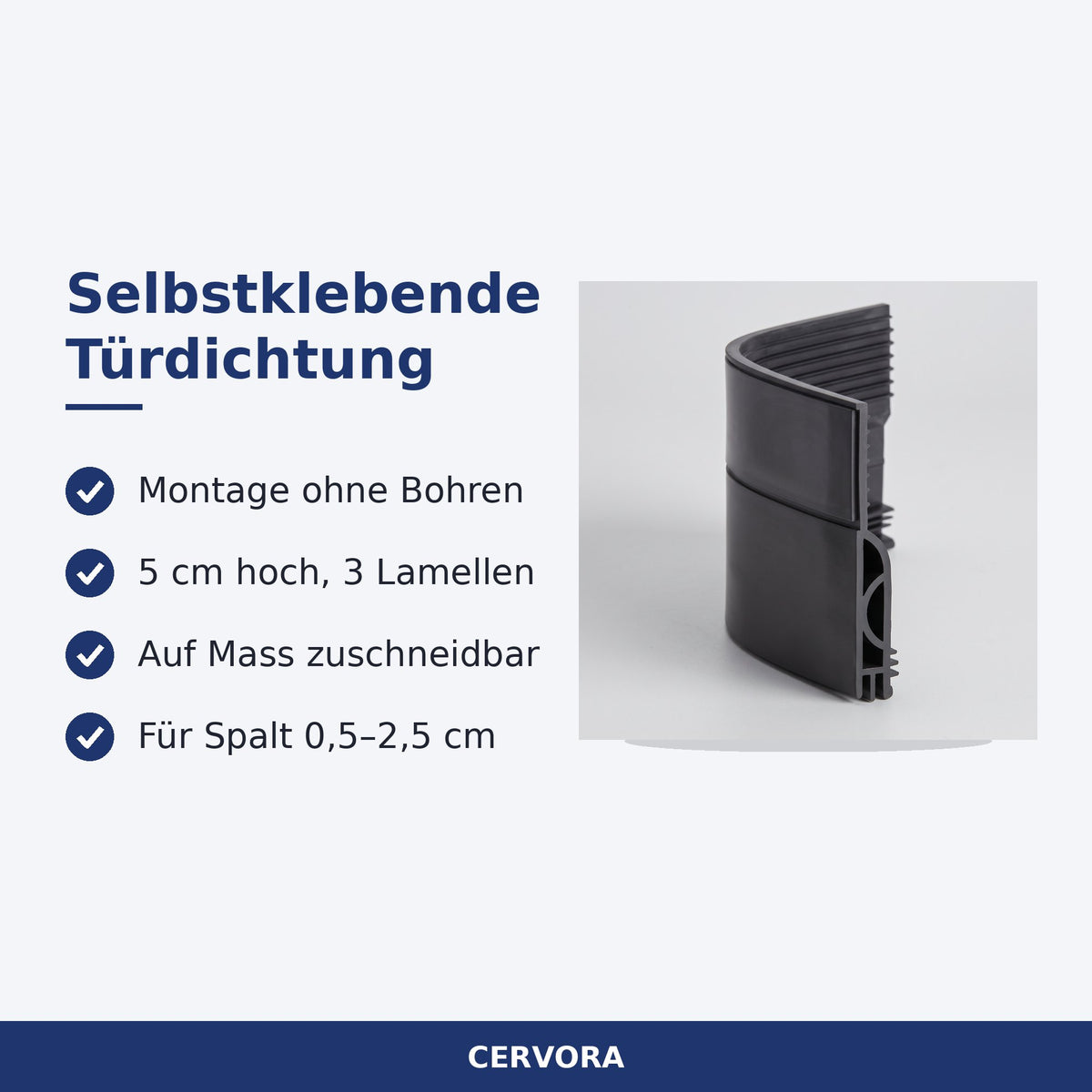 Selbstklebender Türdichtstreifen aus Silikon an einer Zimmertür