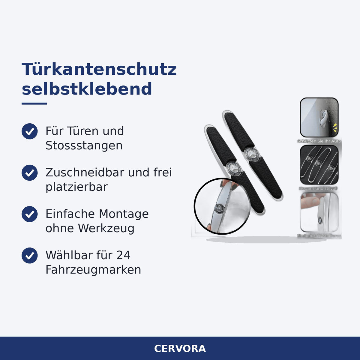 Selbstklebender Kantenschutz aus Kunststoff an der Autotür