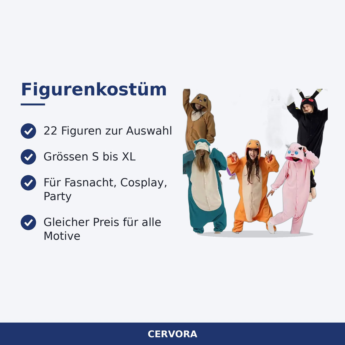Figurenkostüm für Fasnacht, Cosplay und Party in verschiedenen Motiven