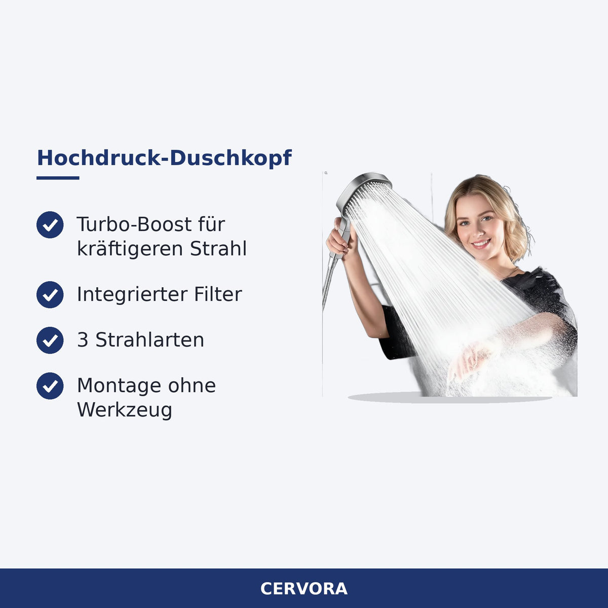 Hochdruck-Duschkopf mit Filter in Silver und Jet Black