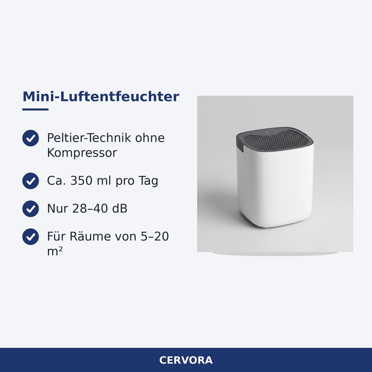 Kompakter elektrischer Mini-Luftentfeuchter mit transparentem, abnehmbarem Wassertank