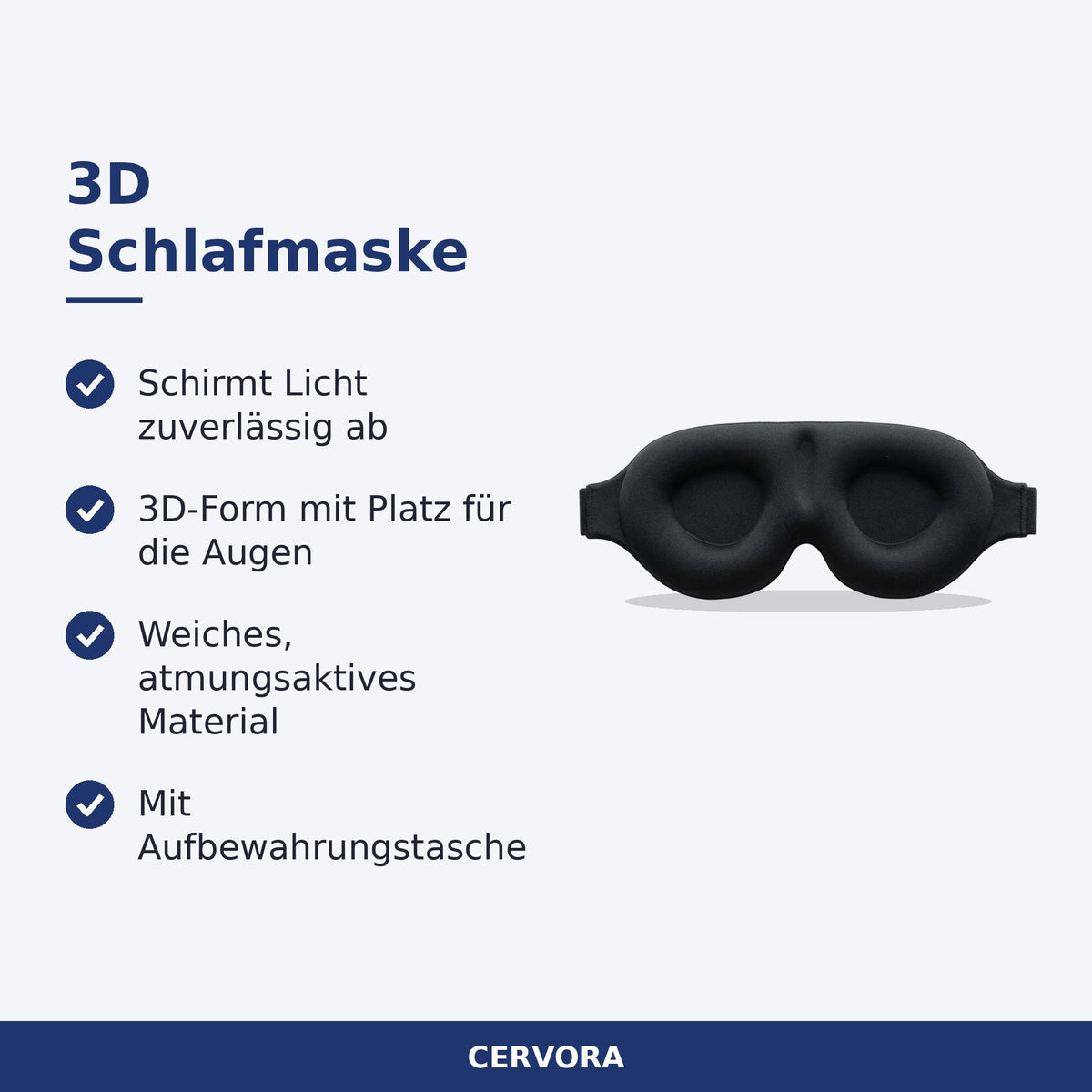 3D Schlafmaske in dunkler Farbe mit geformter Augenpartie