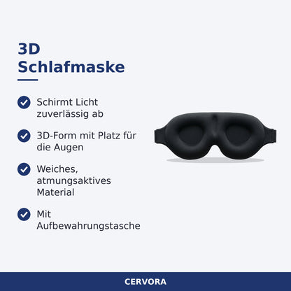 3D Schlafmaske in dunkler Farbe mit geformter Augenpartie