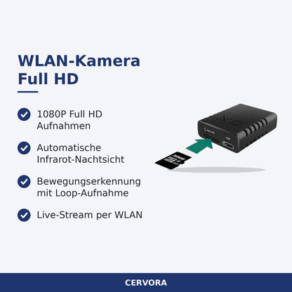 Kompakte WLAN-Überwachungskamera mit Full-HD-Auflösung und Infrarot-Nachtsicht