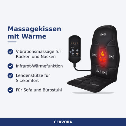 Massagekissen mit Wärmefunktion und Lendenstütze auf einem Sofa