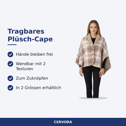 Wendbares Plüsch-Cape mit Knöpfen als tragbare Kuscheldecke