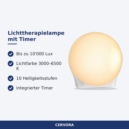 Lichttherapielampe als Tischlampe mit Timer und einstellbarer Helligkeit