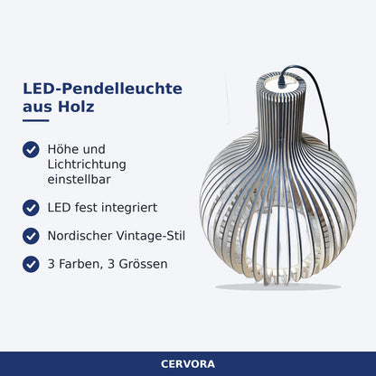 Pendelleuchte aus Holz mit LED im nordischen Vintage-Stil, höhenverstellbar
