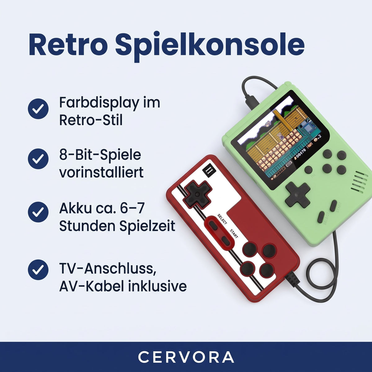 Retro Handheld Spielkonsole mit Farbdisplay, Steuerkreuz und Tasten