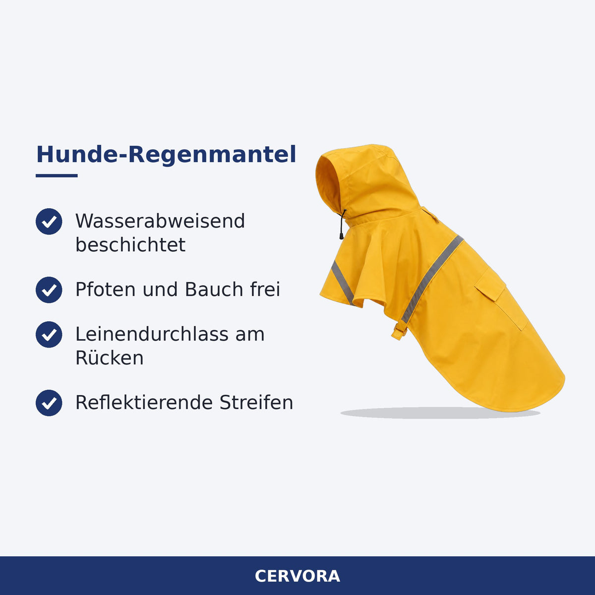 Hunde-Regenmantel mit Kapuze und reflektierenden Streifen