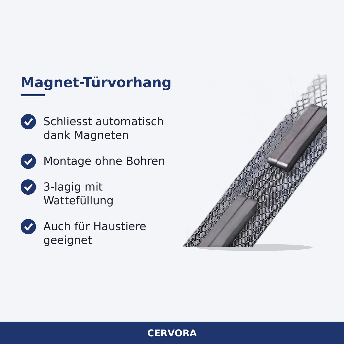 Isolierender Türvorhang mit Magnetverschluss an einer Innentür