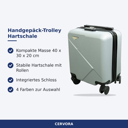 Handgepäck-Trolley mit Hartschale und Rollen, 40 x 30 x 20 cm