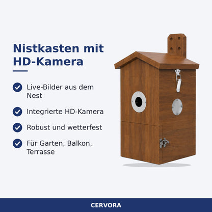 Nistkasten aus Holz mit integrierter HD-Kamera für Garten und Balkon