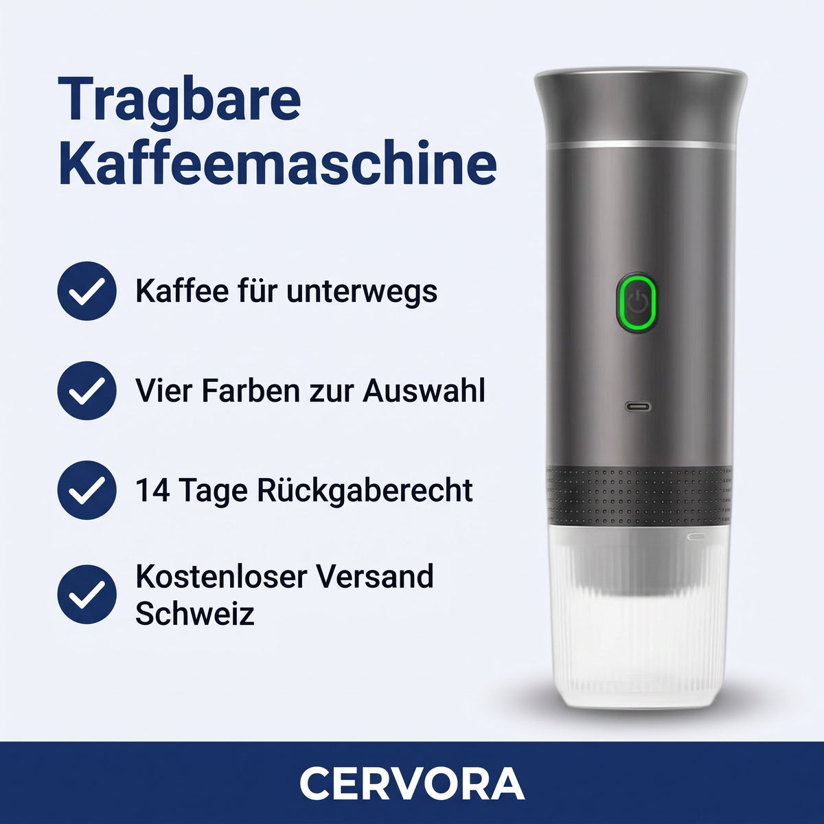 Tragbare Kaffeemaschine LousCafie in Metallic-Grau