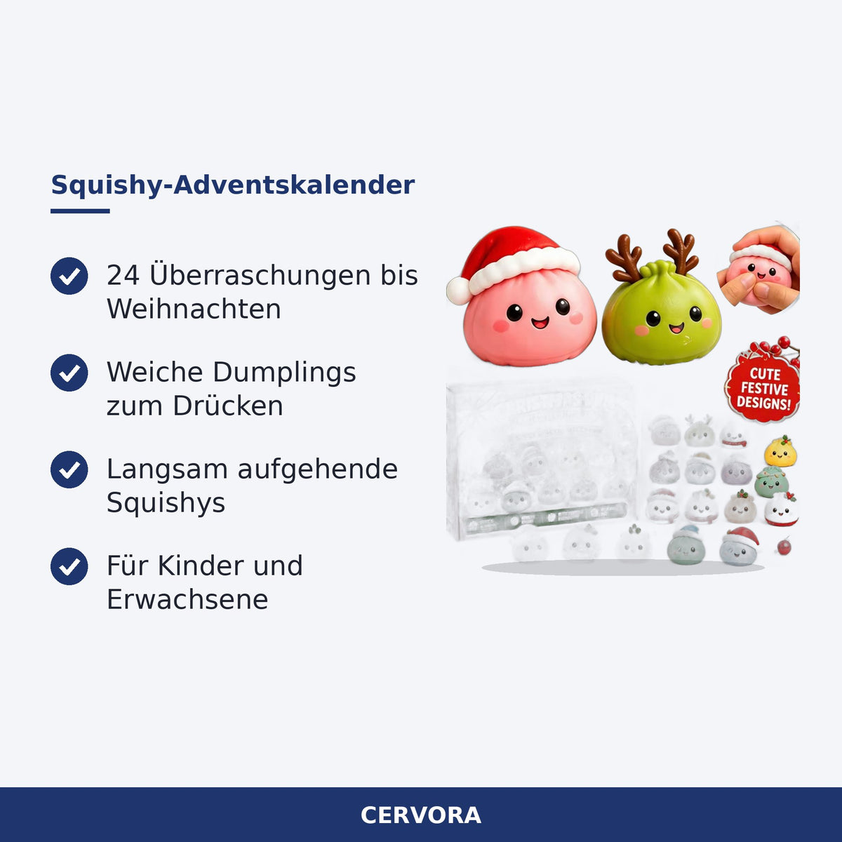 Bunter Adventskalender mit 24 Squishy-Spielzeugen in Dumpling-Form