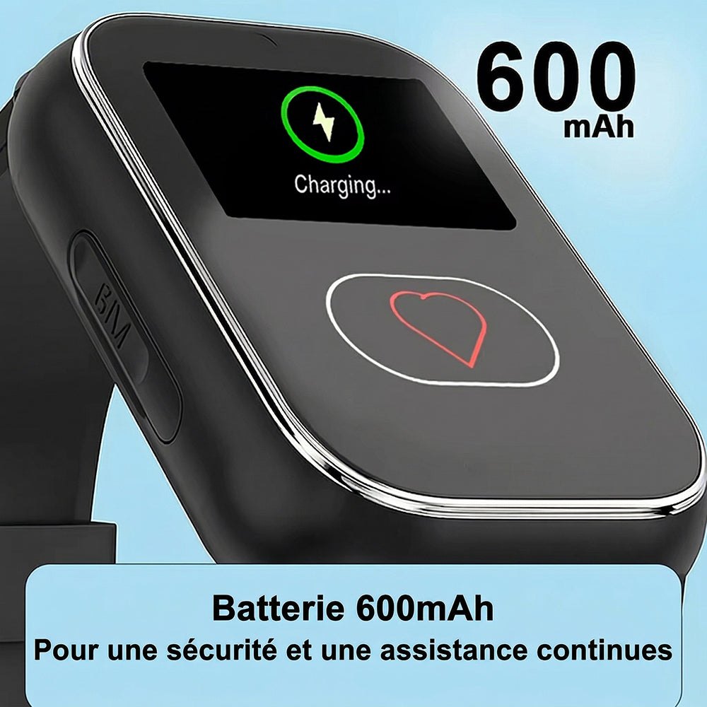 Smartwatch für Senioren mit Sturzerkennung, SOS-Taste und Silikonarmband