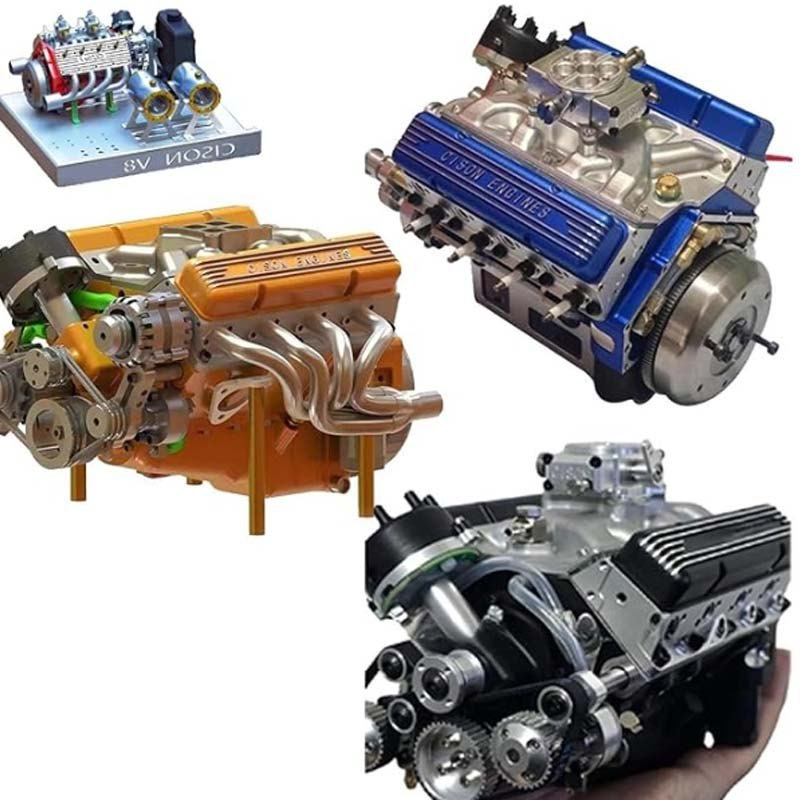 V8-Motor-Bausatz als Miniaturmodell mit Metallteilen zum Selbstzusammenbauen