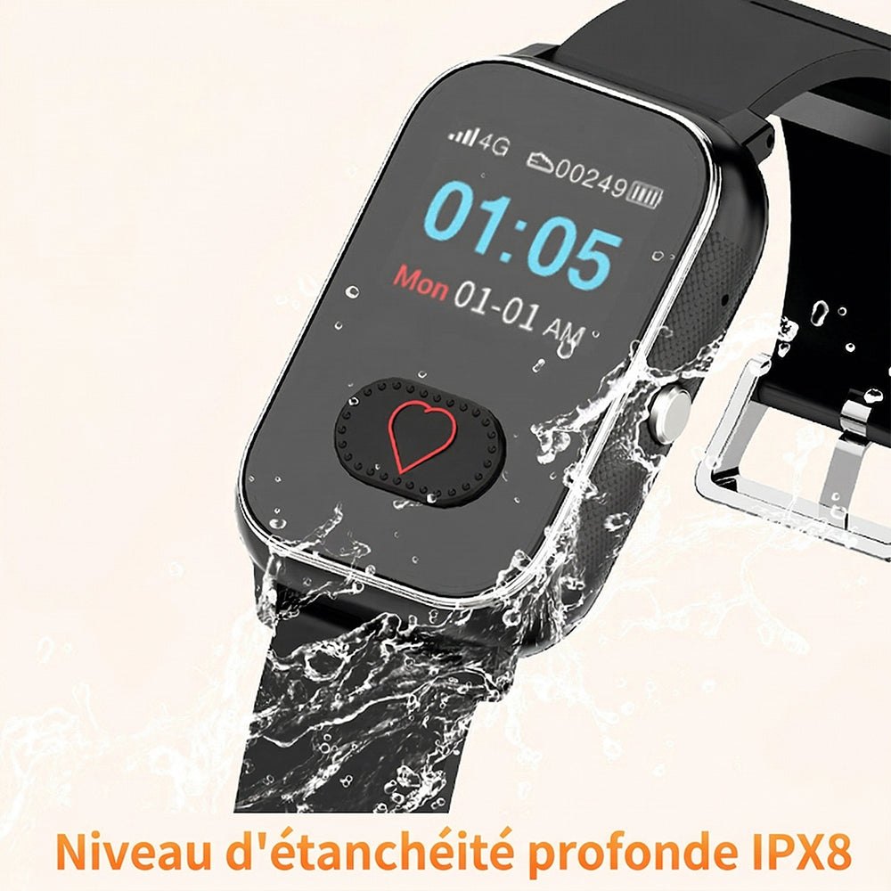 Smartwatch für Senioren mit Sturzerkennung, SOS-Taste und Silikonarmband