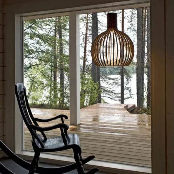 Pendelleuchte aus Holz mit LED im nordischen Vintage-Stil, höhenverstellbar