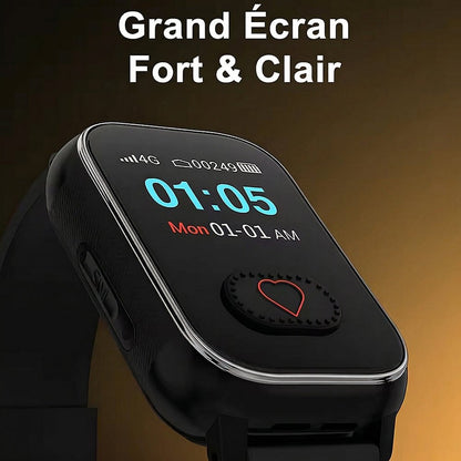 Smartwatch für Senioren mit Sturzerkennung, SOS-Taste und Silikonarmband