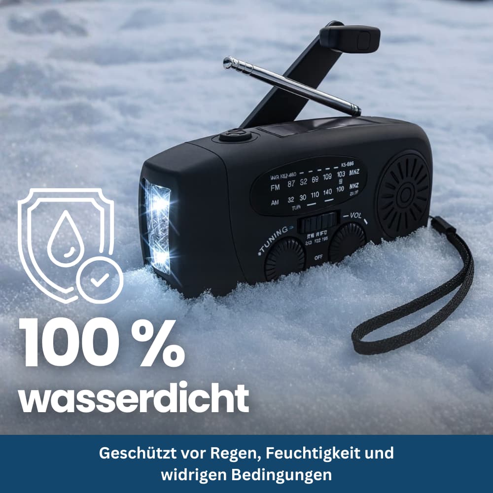 Radio de Secours Solaire Multifonction avec Manivelle et Lampe LED