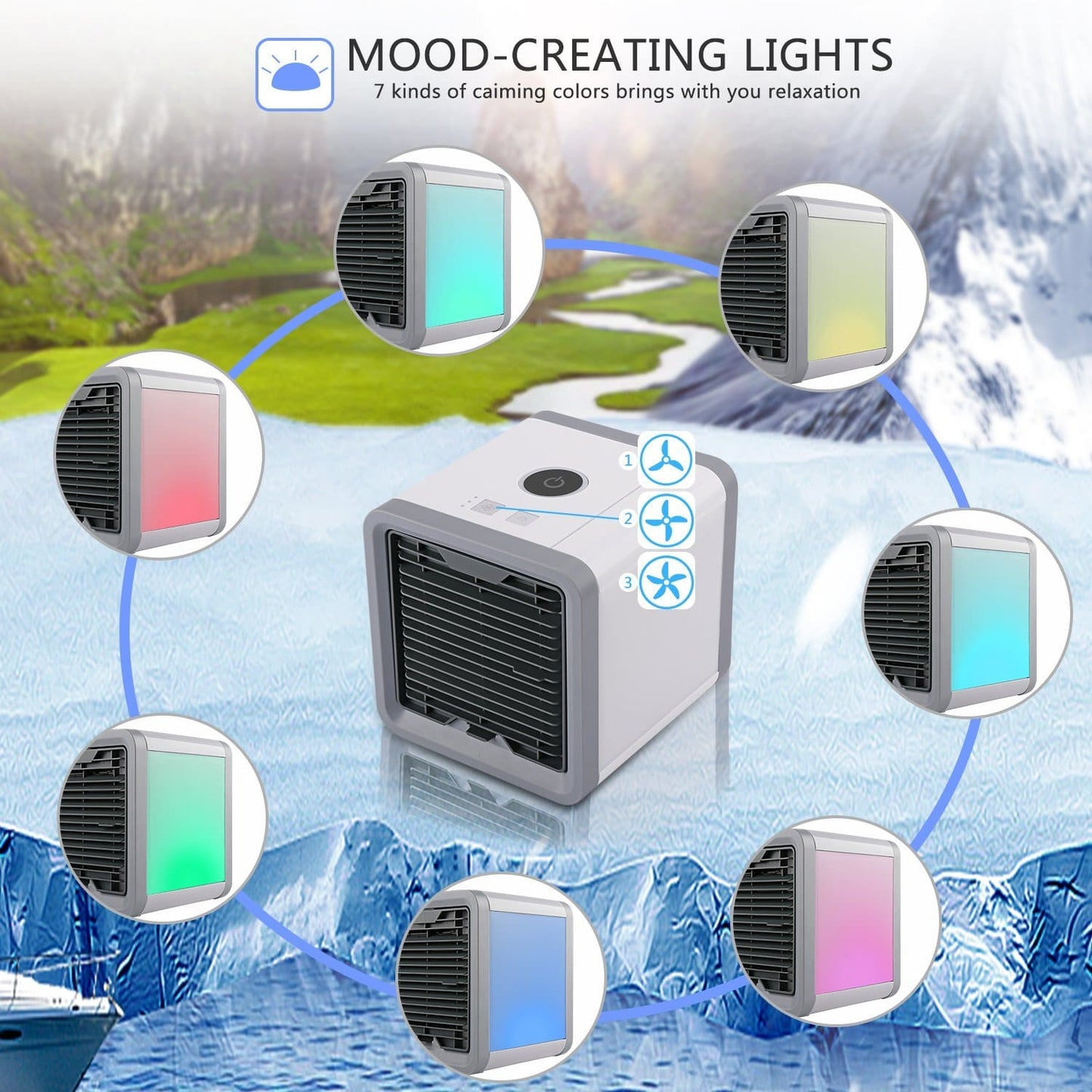 3-in-1 Mobile Klimaanlage – Luftkühler, Luftbefeuchter & Luftreiniger USB