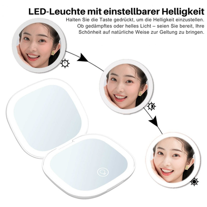 Sandsberg | Mini miroir cosmétique LED 10x avec différents réglages de lumière, rechargeable par USB