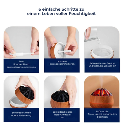 FlameMist | Diffuseur d'huiles essentielles – Flamme LED – Deux modes de brume – Design USB silencieux – Récipient de relaxation pour la maison