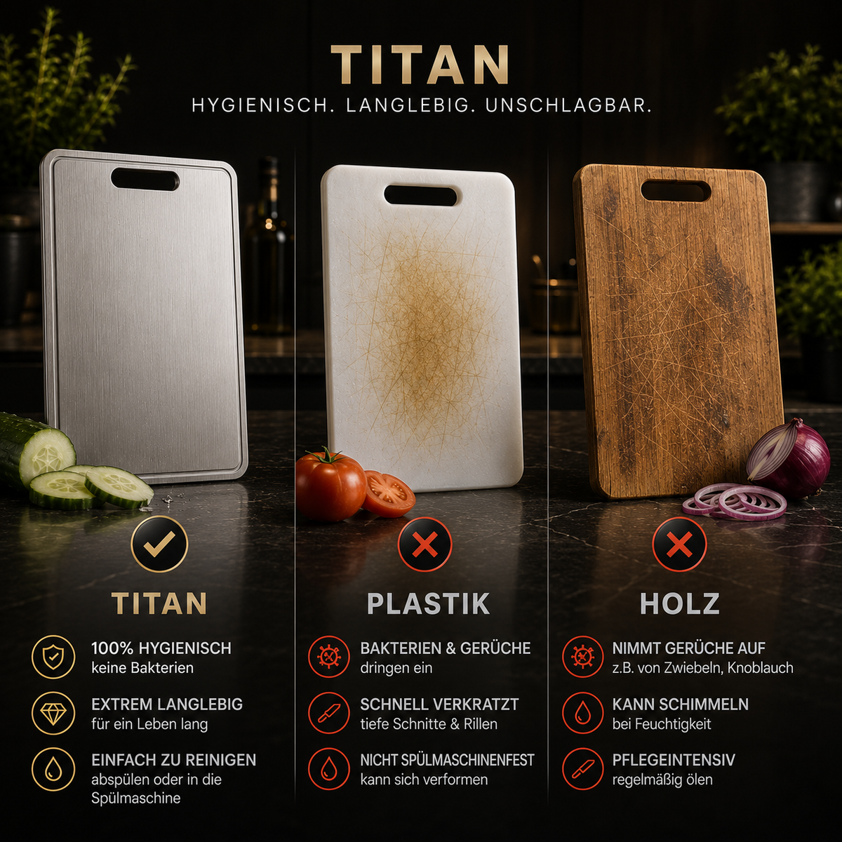 100%-TITAN-SCHNEIDEBRETT™ 2.0 mit Ablaufrinne
